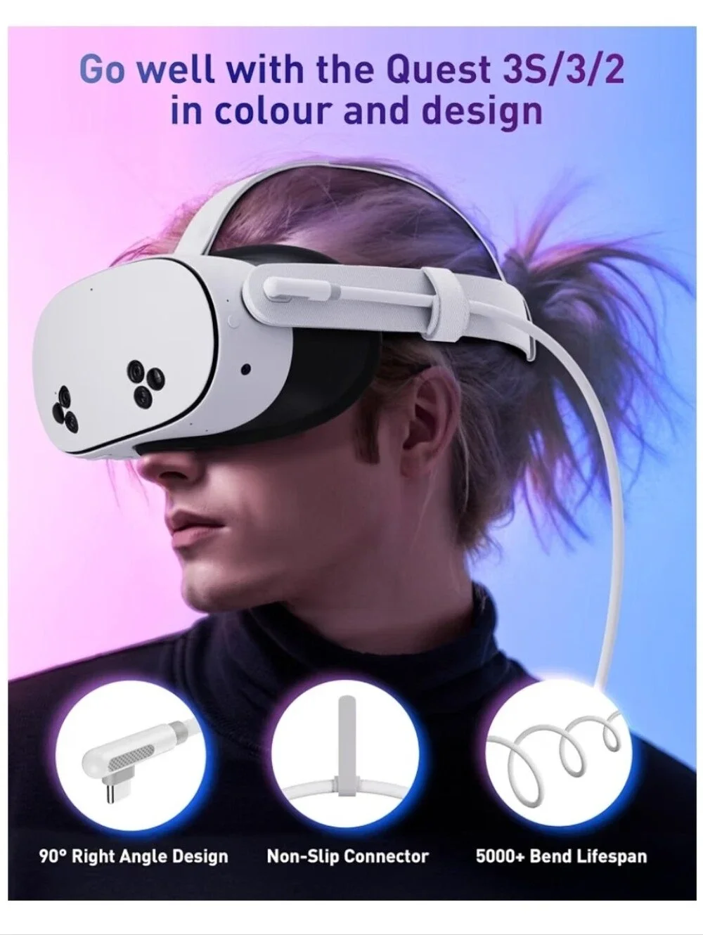 VR Charging Link Cable 16FT (Next-Gen Chip) Compatible with Meta Quest 3S/Quest